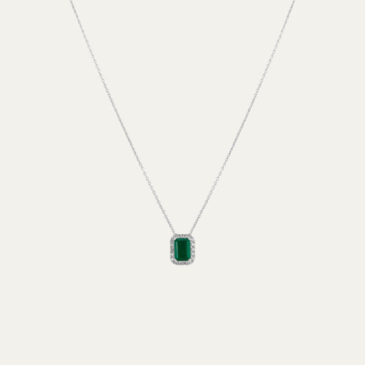 Aukera - Mesmerizing Emerald Moonlight Diamond Pendant