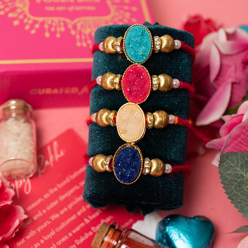 Trendy Stone Rakhi (Set of 4)