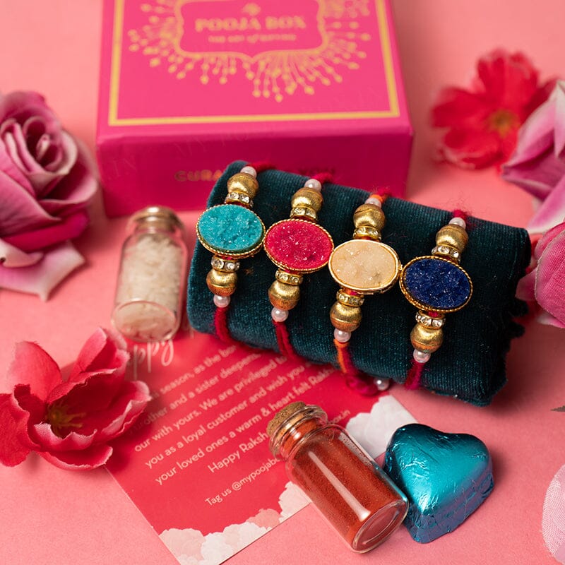 Trendy Stone Rakhi (Set of 4)