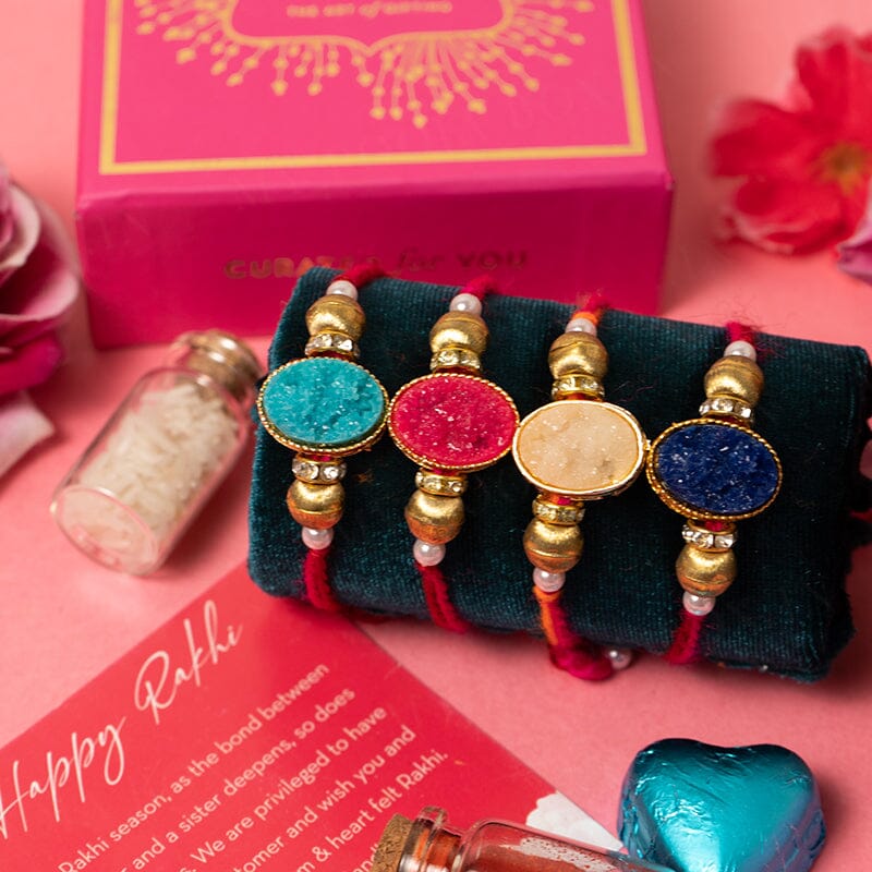 Trendy Stone Rakhi (Set of 4)