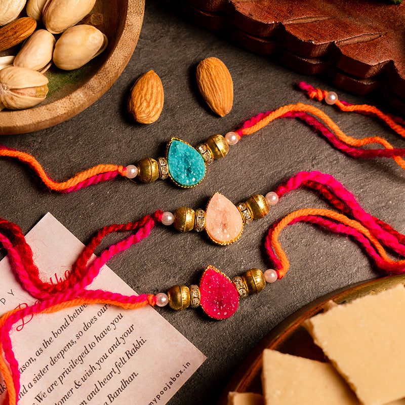 Pristine Drop Shaped Rakhi Set of 3