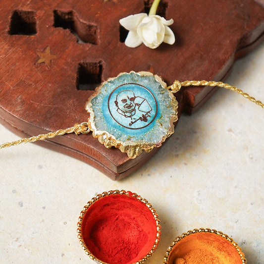 Guru Ji Blue Agate Stone Rakhi