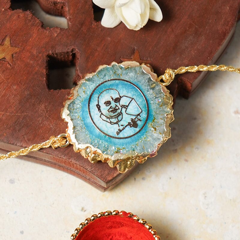 Guru Ji Blue Agate Stone Rakhi