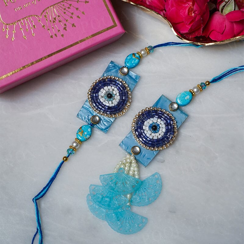 Stunning Blue Evil Eye Bhaiya Bhabhi Rakhi