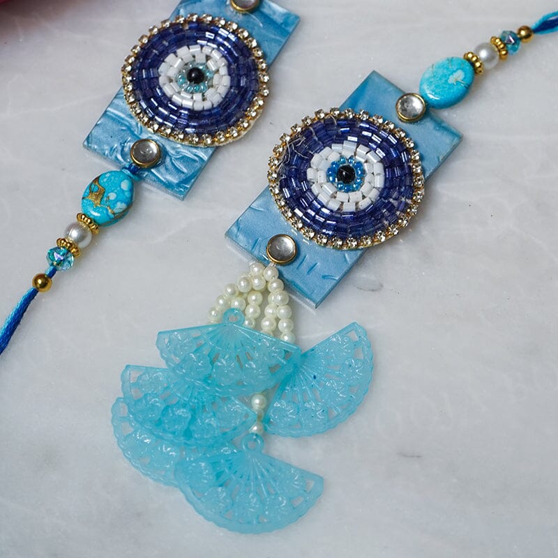 Stunning Blue Evil Eye Bhaiya Bhabhi Rakhi