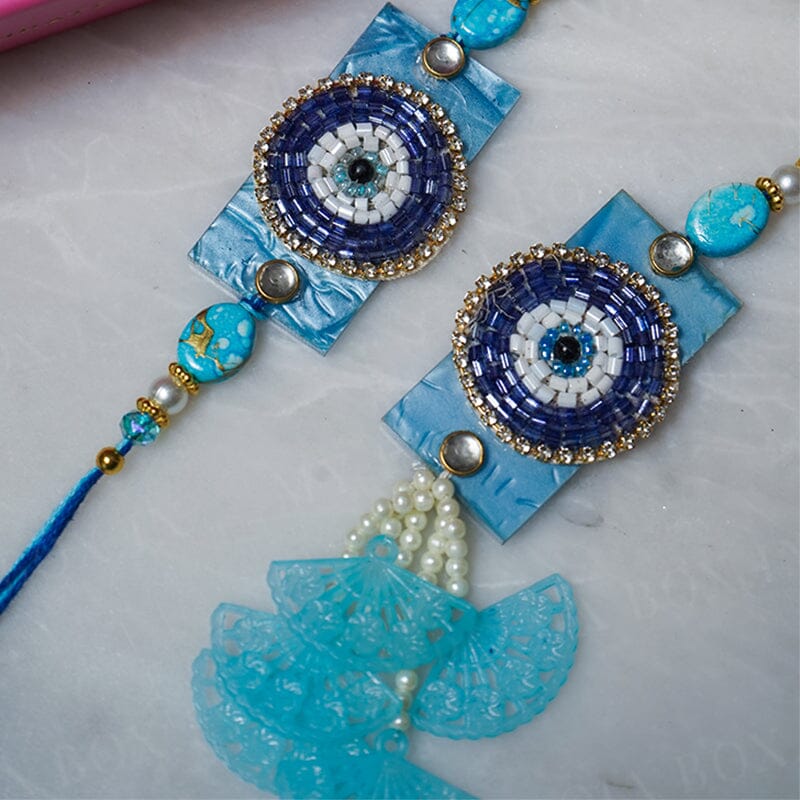 Stunning Blue Evil Eye Bhaiya Bhabhi Rakhi