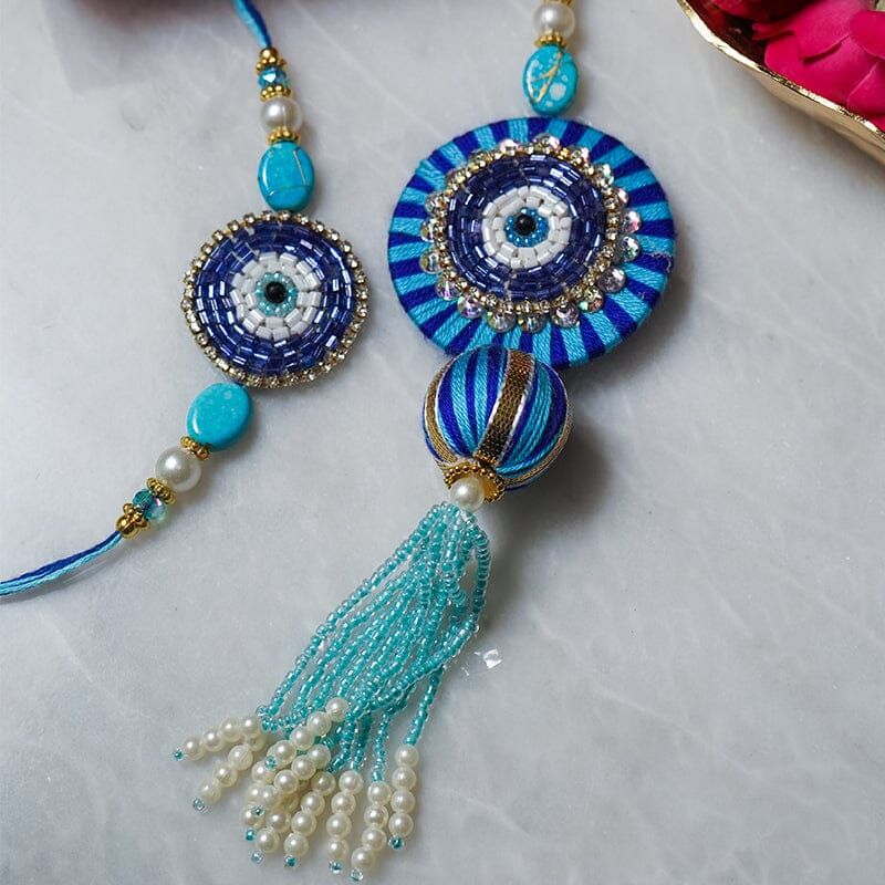 Graceful Pearl Evil Eye Bhaiya Bhabhi Rakhi