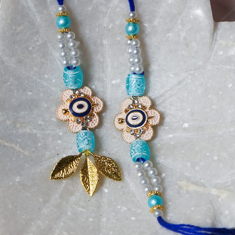 Stunning Floral Evil Eye Bhaiya Bhabhi Rakhi