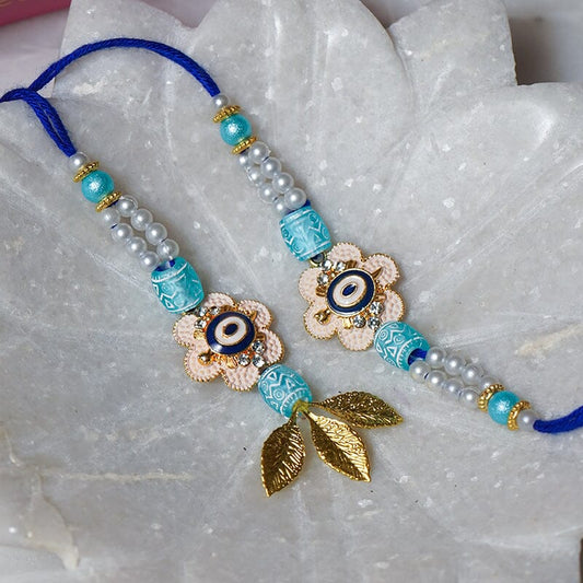 Stunning Floral Evil Eye Bhaiya Bhabhi Rakhi