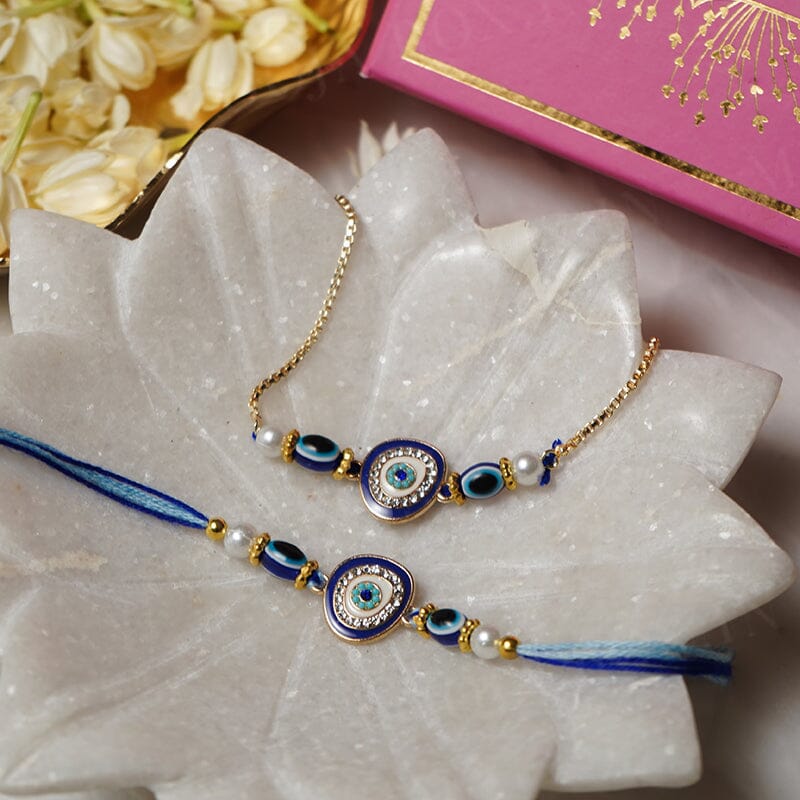 Graceful Pearl Evil Eye Bhaiya Bhabhi Rakhi