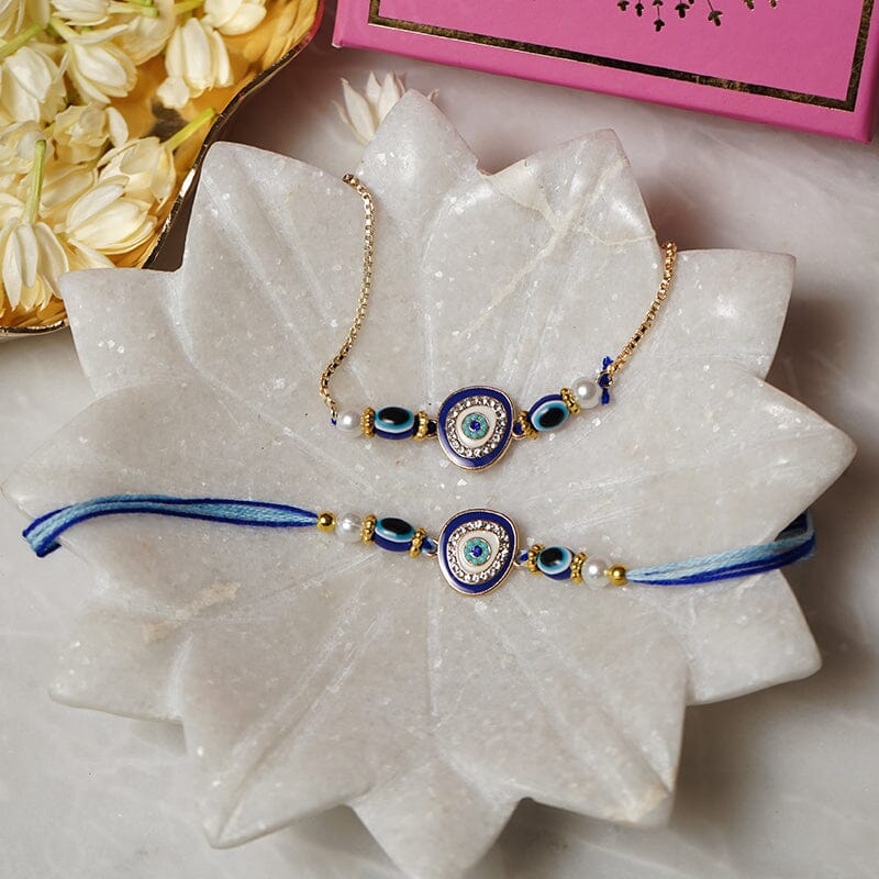 Graceful Pearl Evil Eye Bhaiya Bhabhi Rakhi