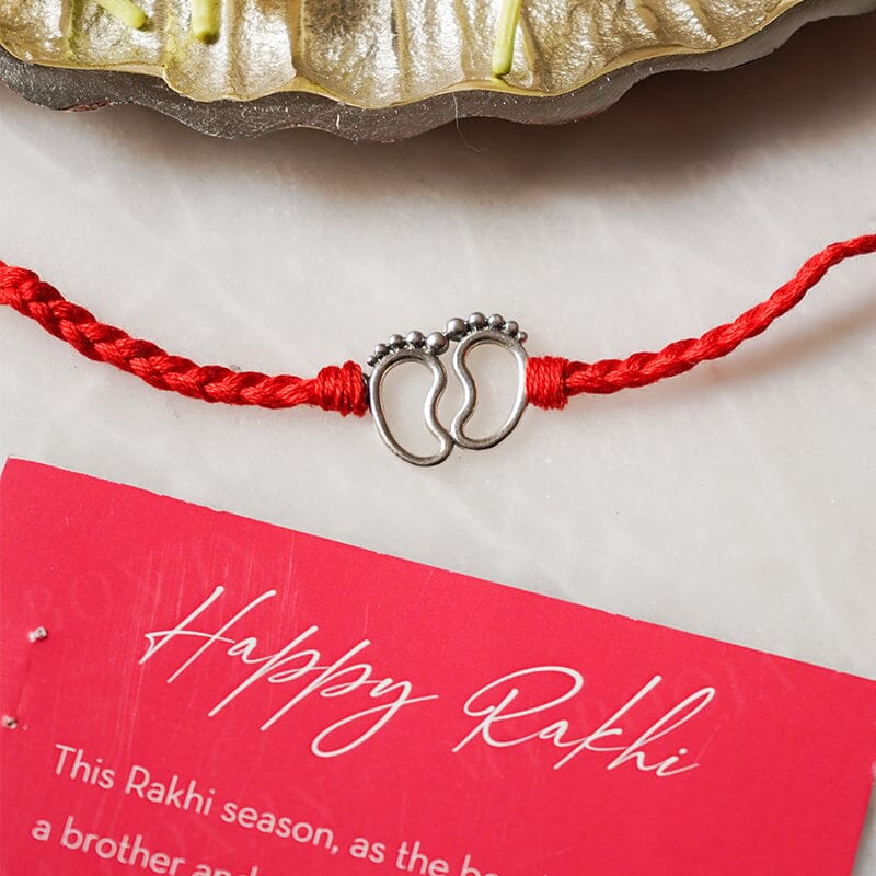 925 Silver Laxmi Charan Rakhi