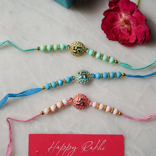 Swastik Designer Beaded Rakhi