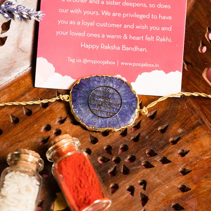 Gayatri Mantra Purple Agate Stone Rakhi