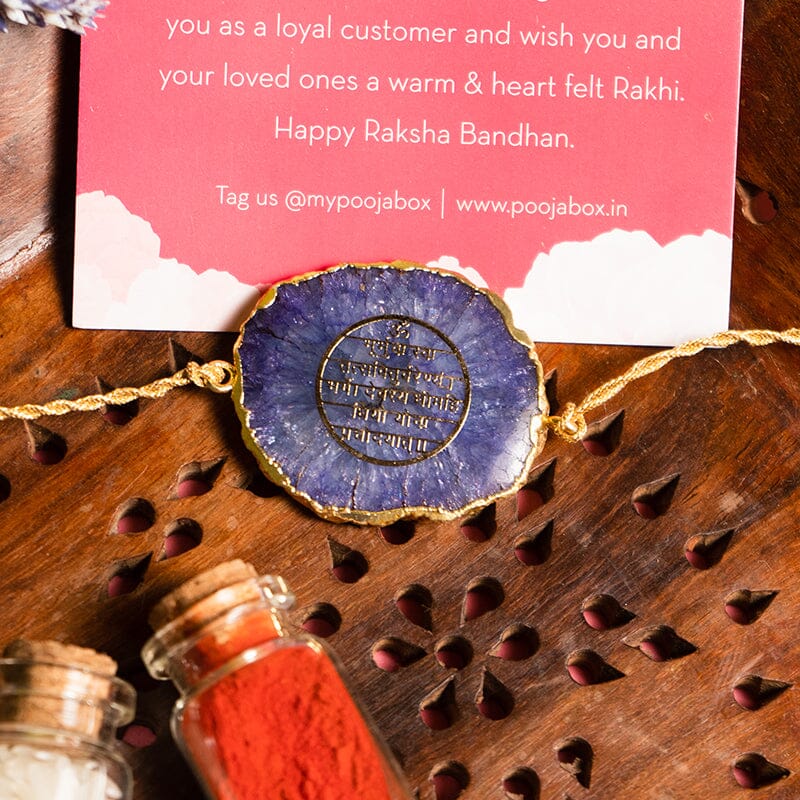 Gayatri Mantra Purple Agate Stone Rakhi