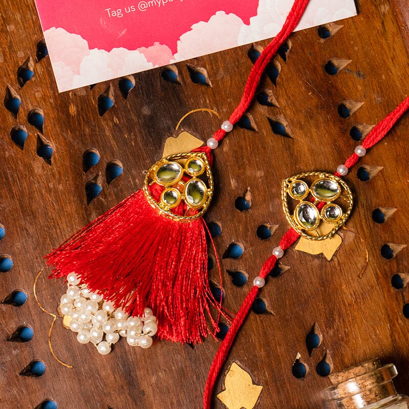 Red Majesty Kundan Bhaiya Bhabhi Rakhi