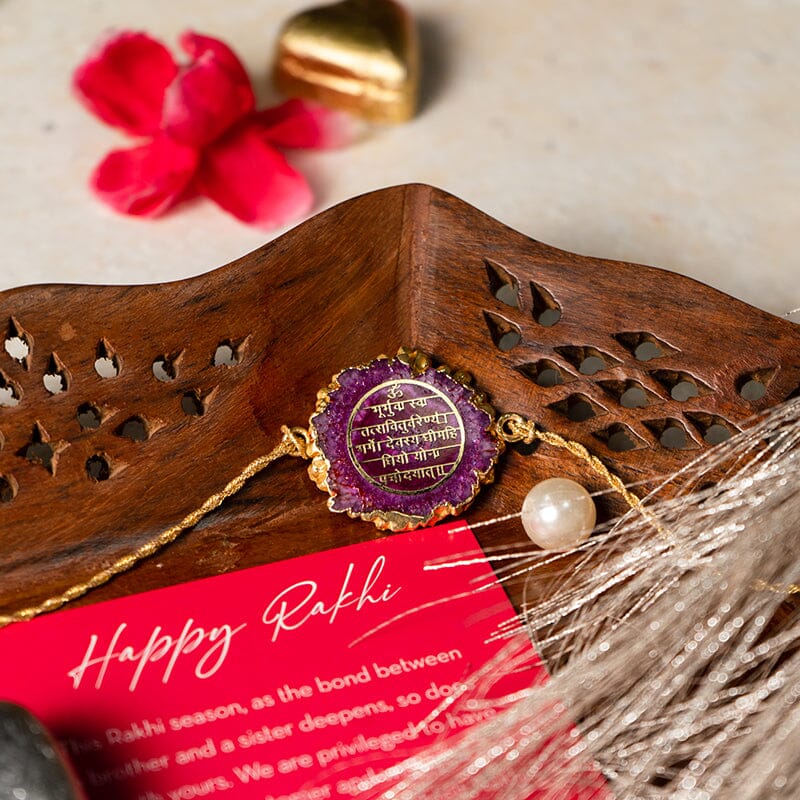 Gayatri Mantra Purple Agate Stone Rakhi