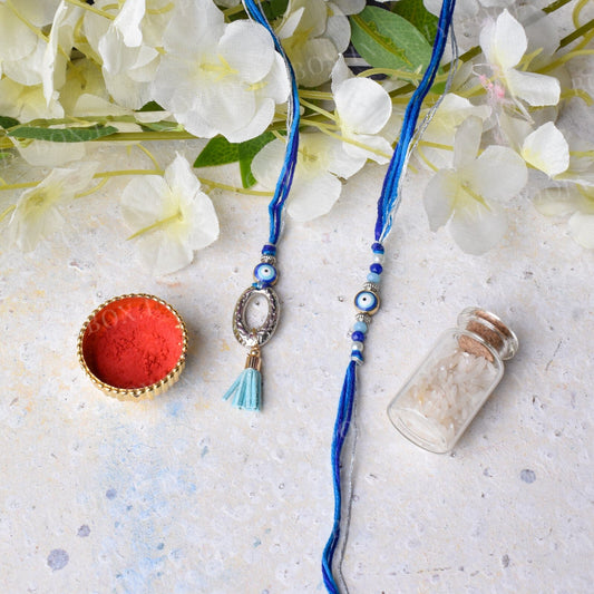 Blue Evil Eye Protection Bhaiya Bhabhi Rakhi