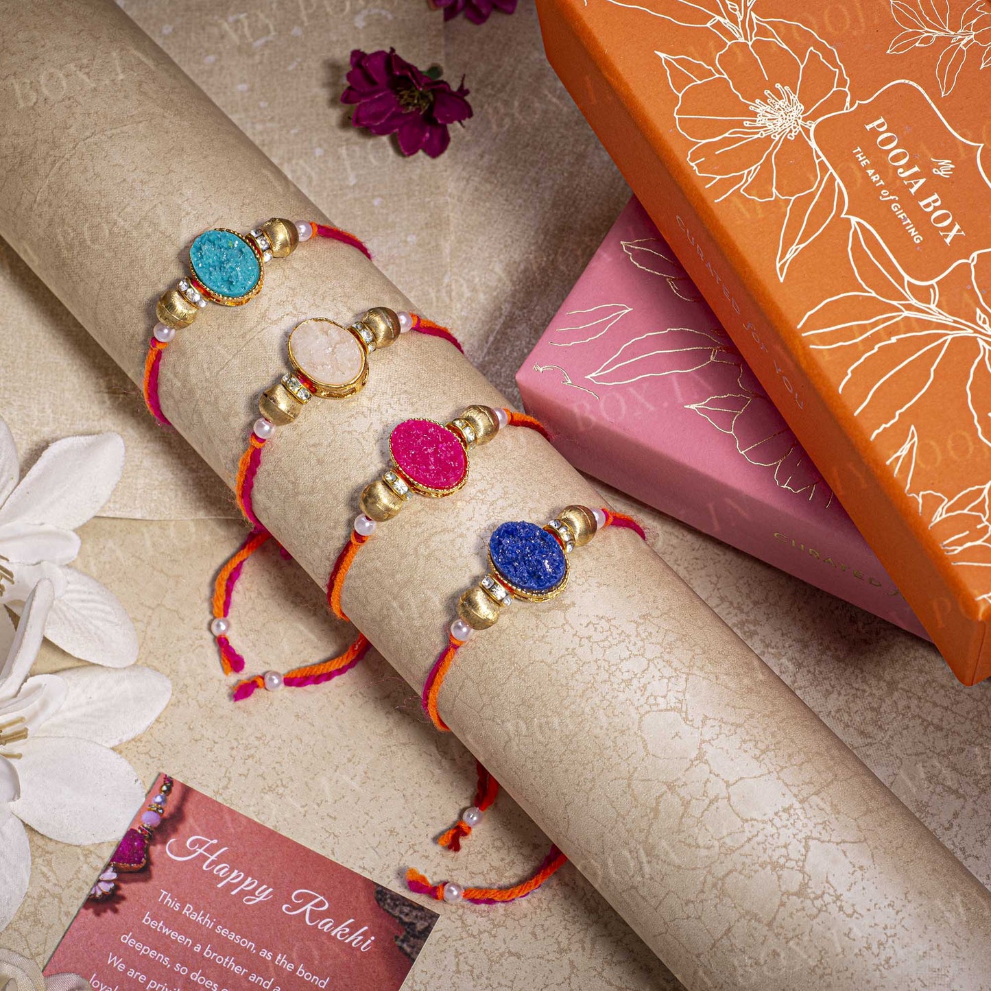 Trendy Stone Rakhi (Set of 4)