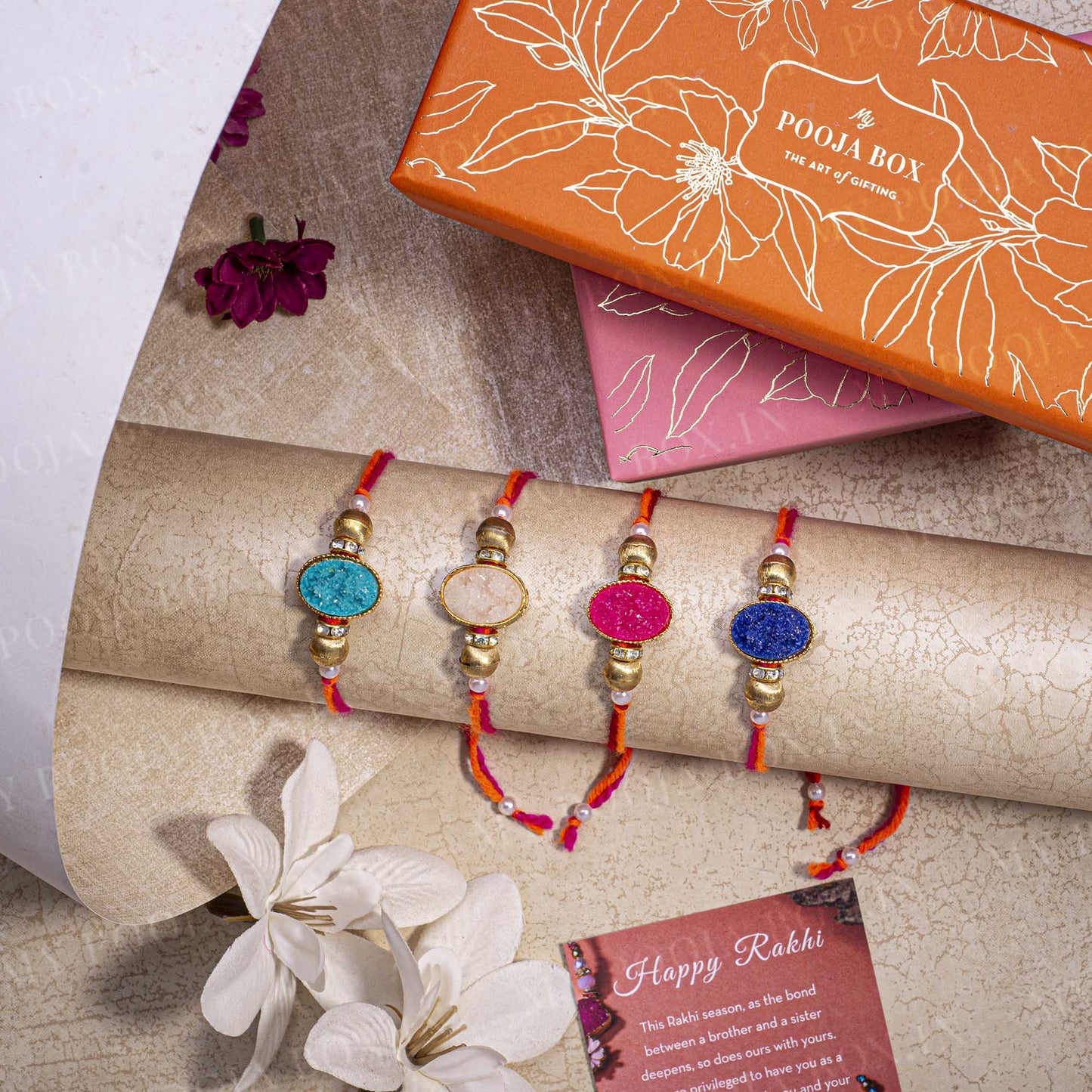 Trendy Stone Rakhi (Set of 4)