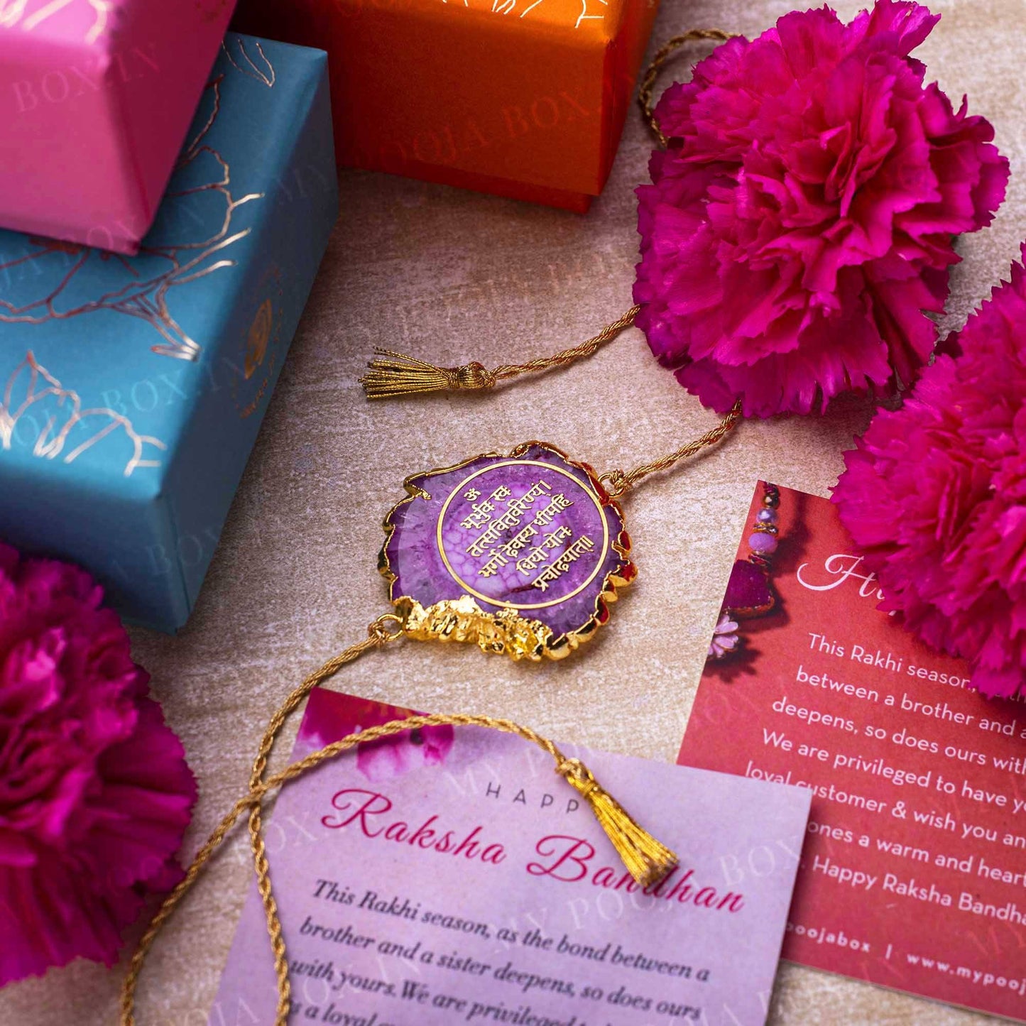 Gayatri Mantra Purple Agate Stone Rakhi