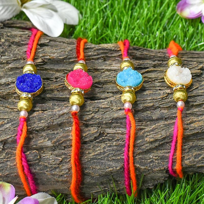 Trendy Stone Rakhi (Set of 4)