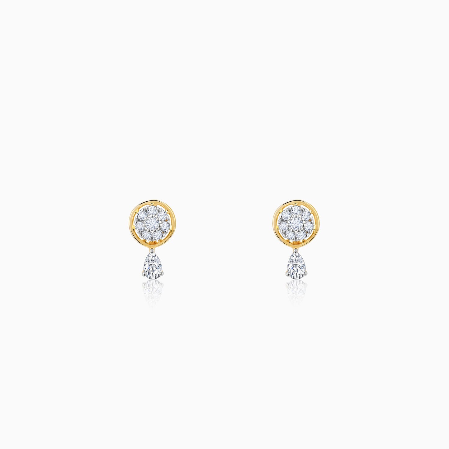 Gold Floral Dangling Diamond Earrings