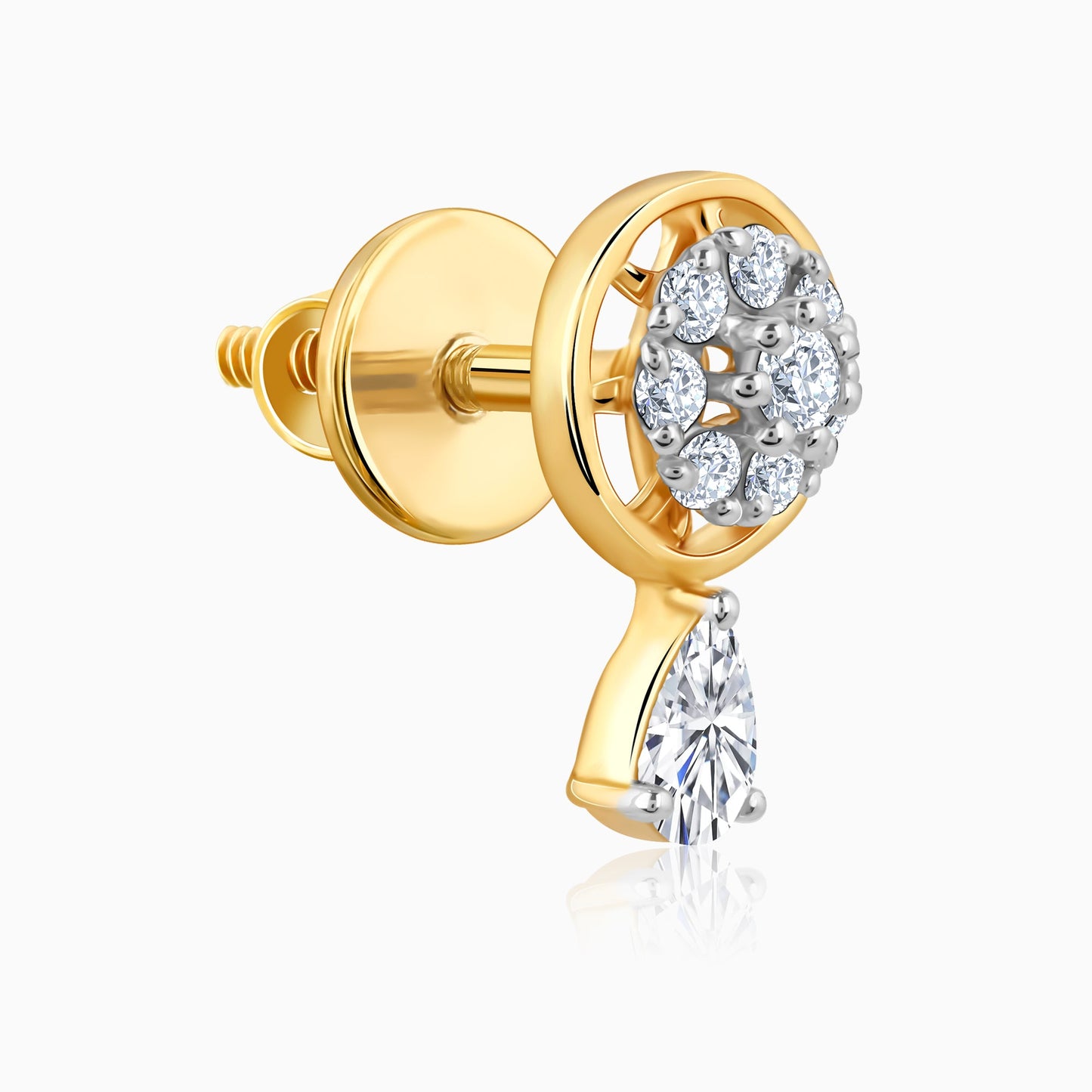 Gold Floral Dangling Diamond Earrings