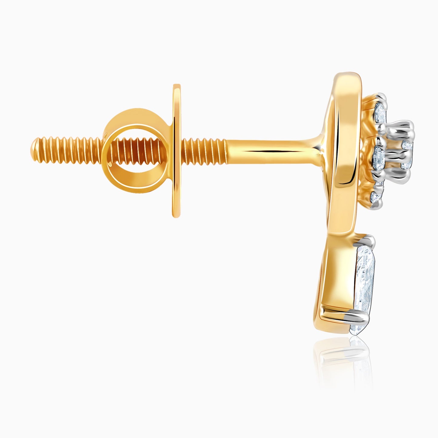 Gold Floral Dangling Diamond Earrings