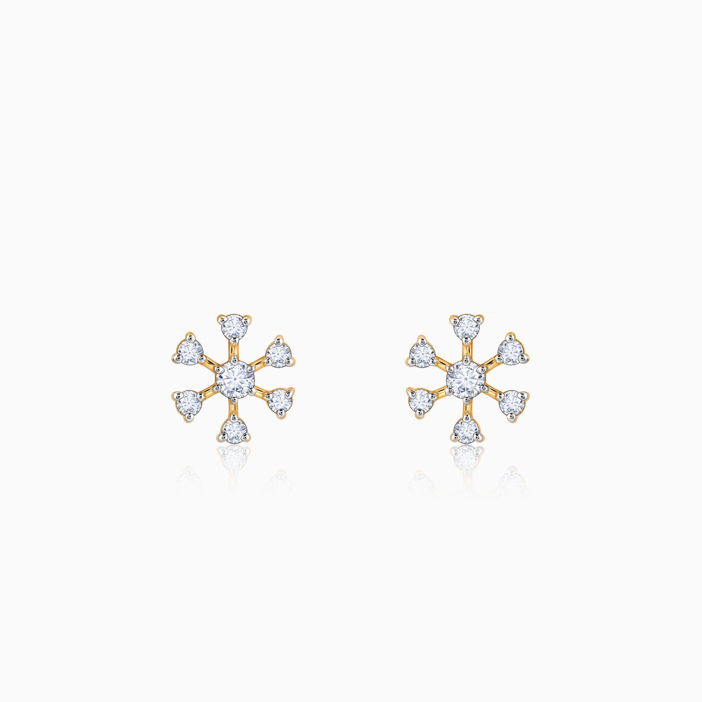 Gold Starburst Sparkle Diamond Earrings