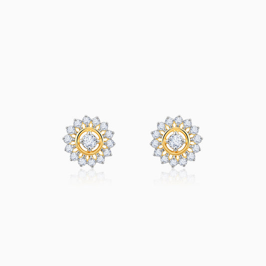 Gold Flower Power Diamond Stud Earrings