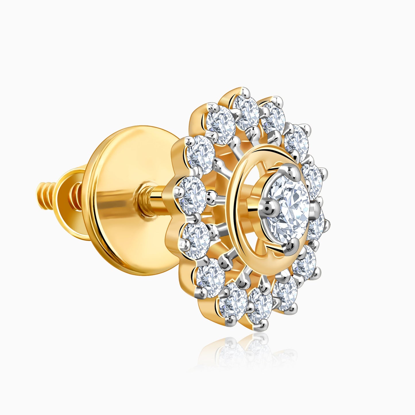 Gold Flower Power Diamond Stud Earrings