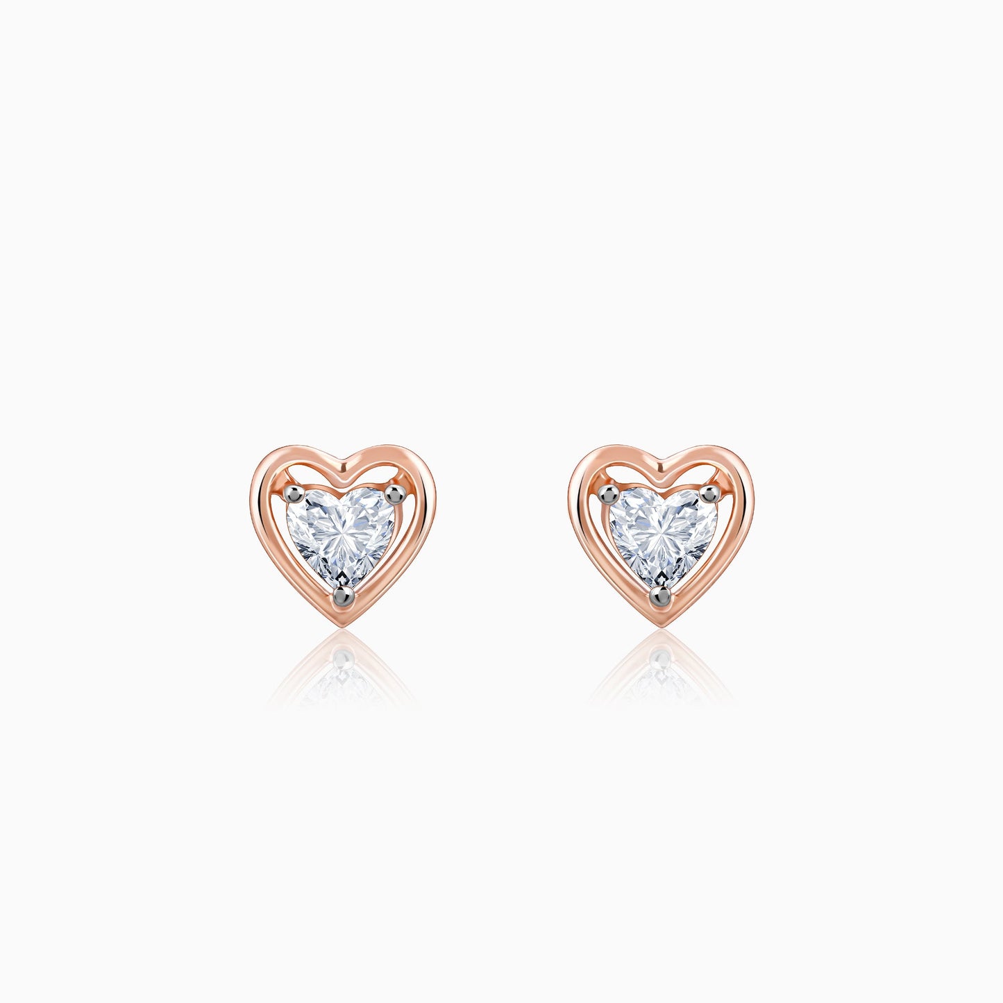 Rose Gold Heart Throb Diamond Earrings