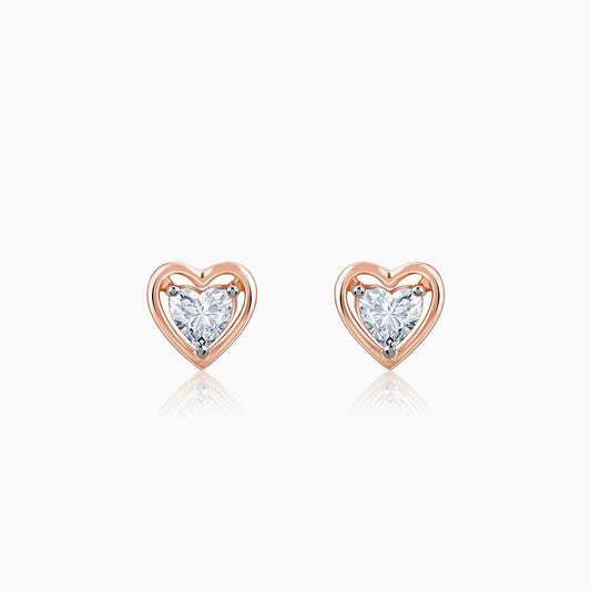 Rose Gold Heart Throb Diamond Earrings