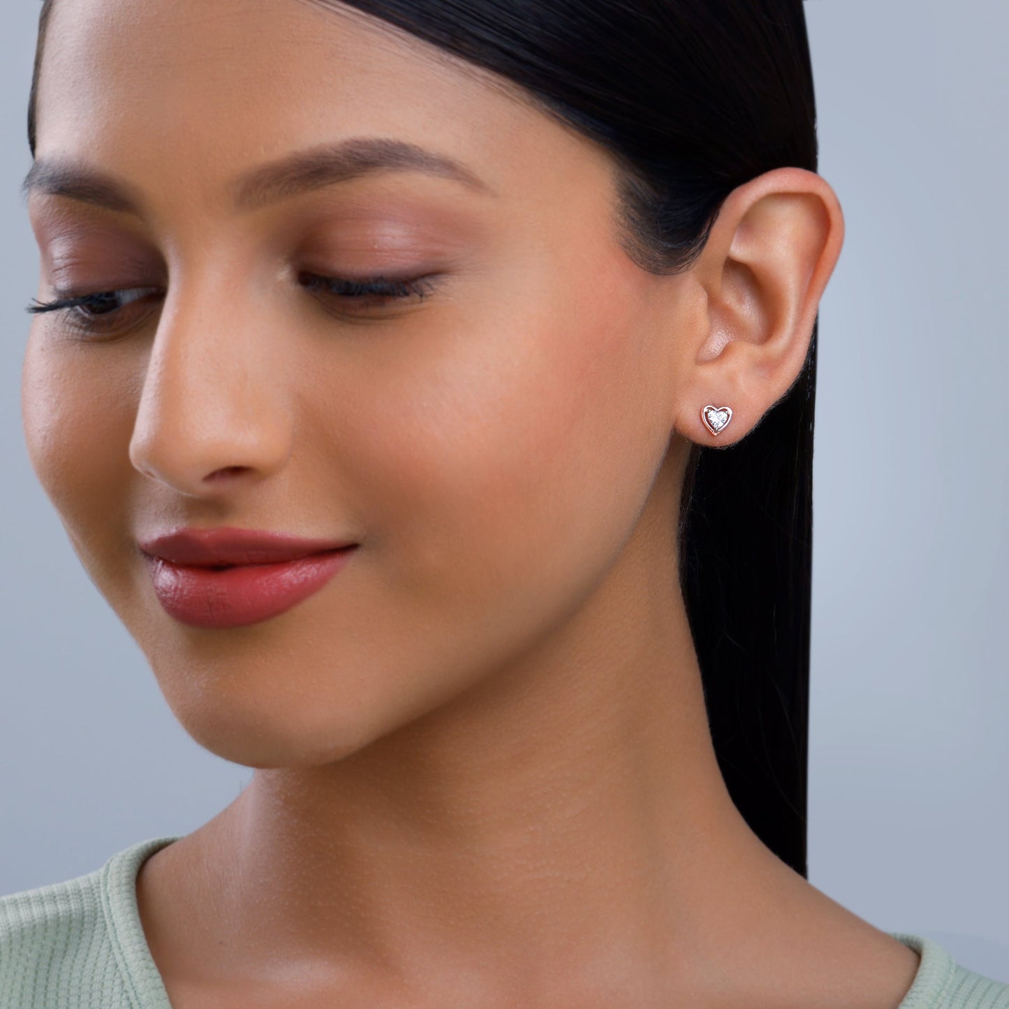 Rose Gold Heart Throb Diamond Earrings