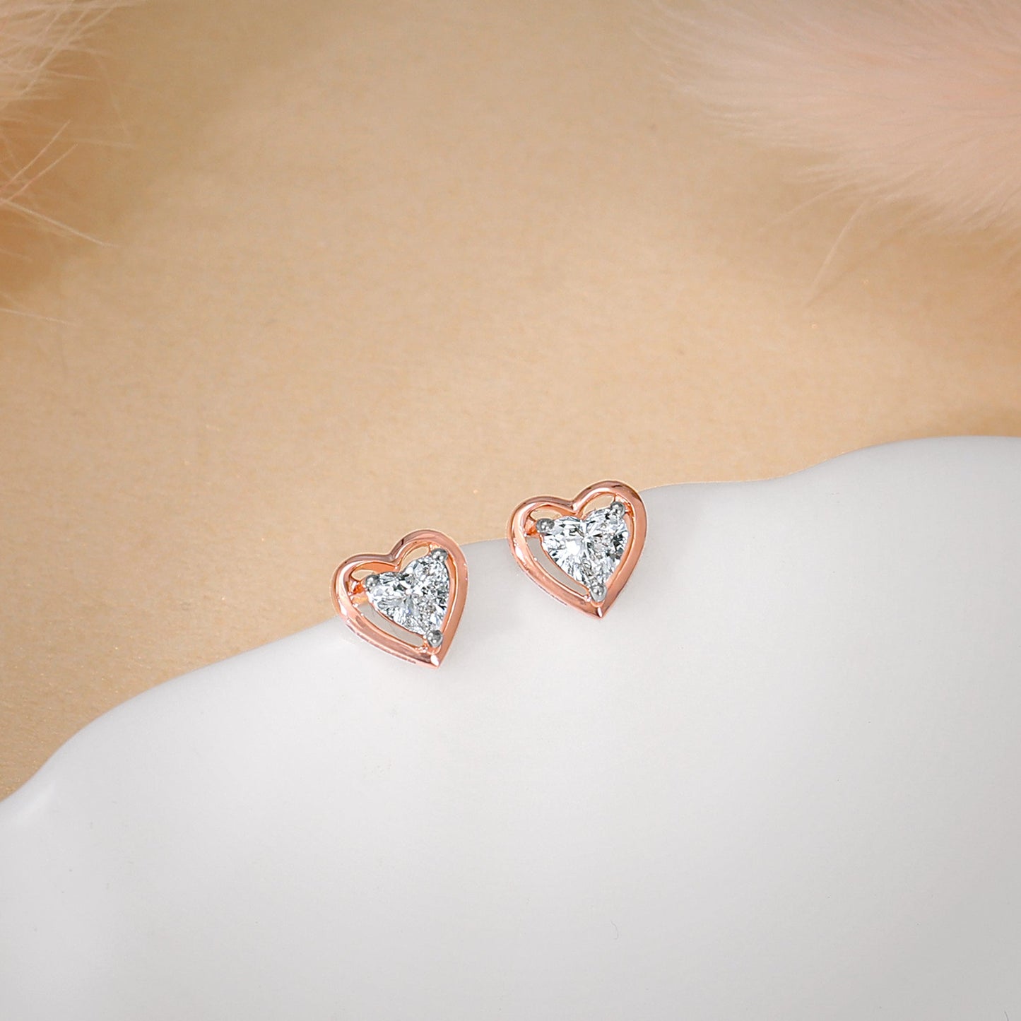 Rose Gold Heart Throb Diamond Earrings
