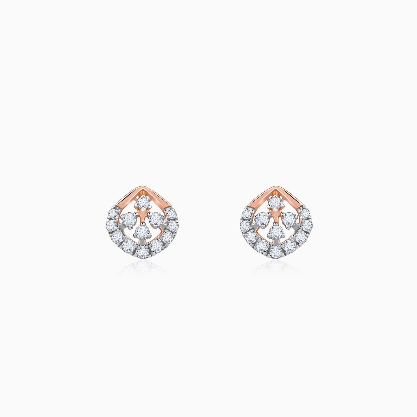 Rose Gold Dazzle Duo Diamond Earrings