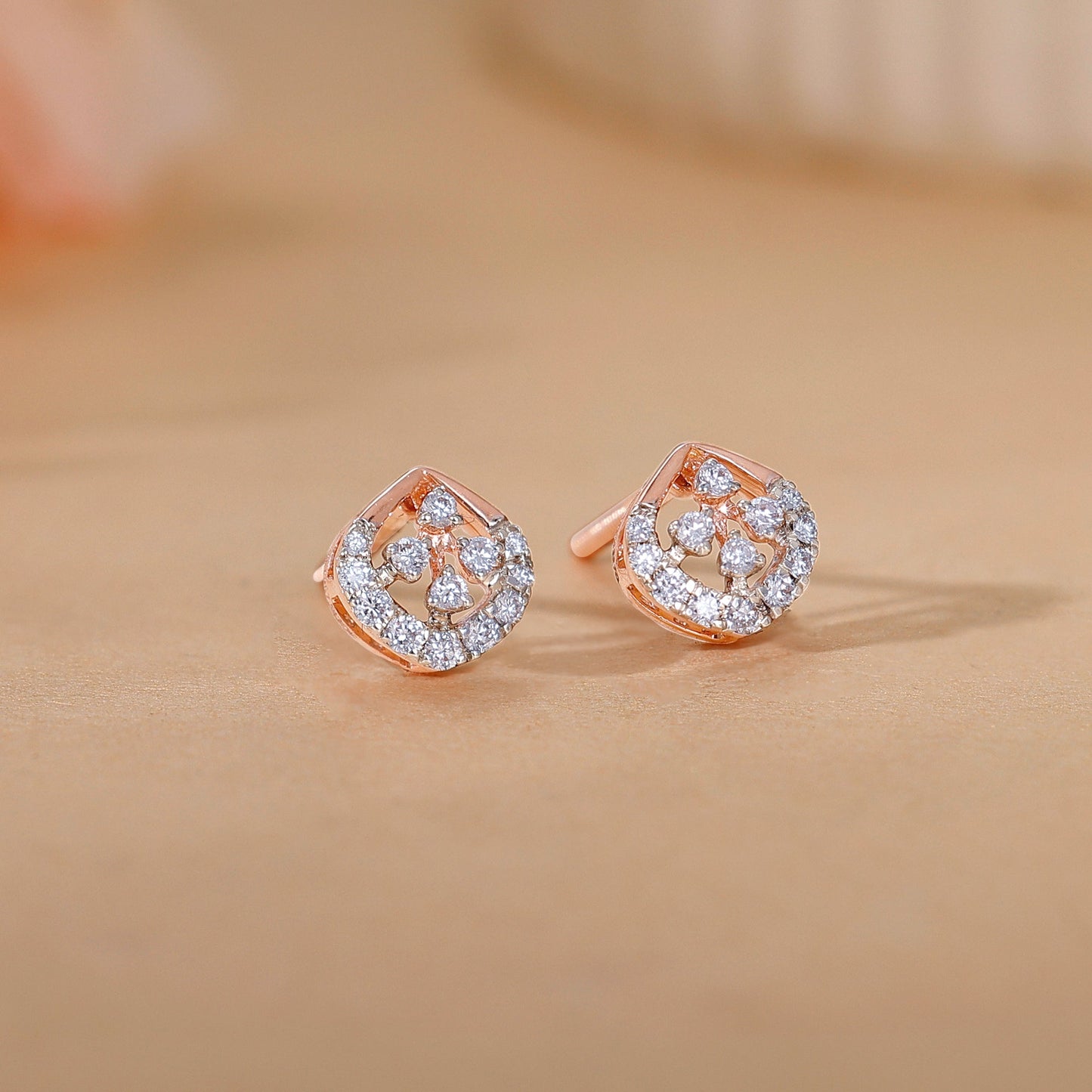 Rose Gold Dazzle Duo Diamond Earrings