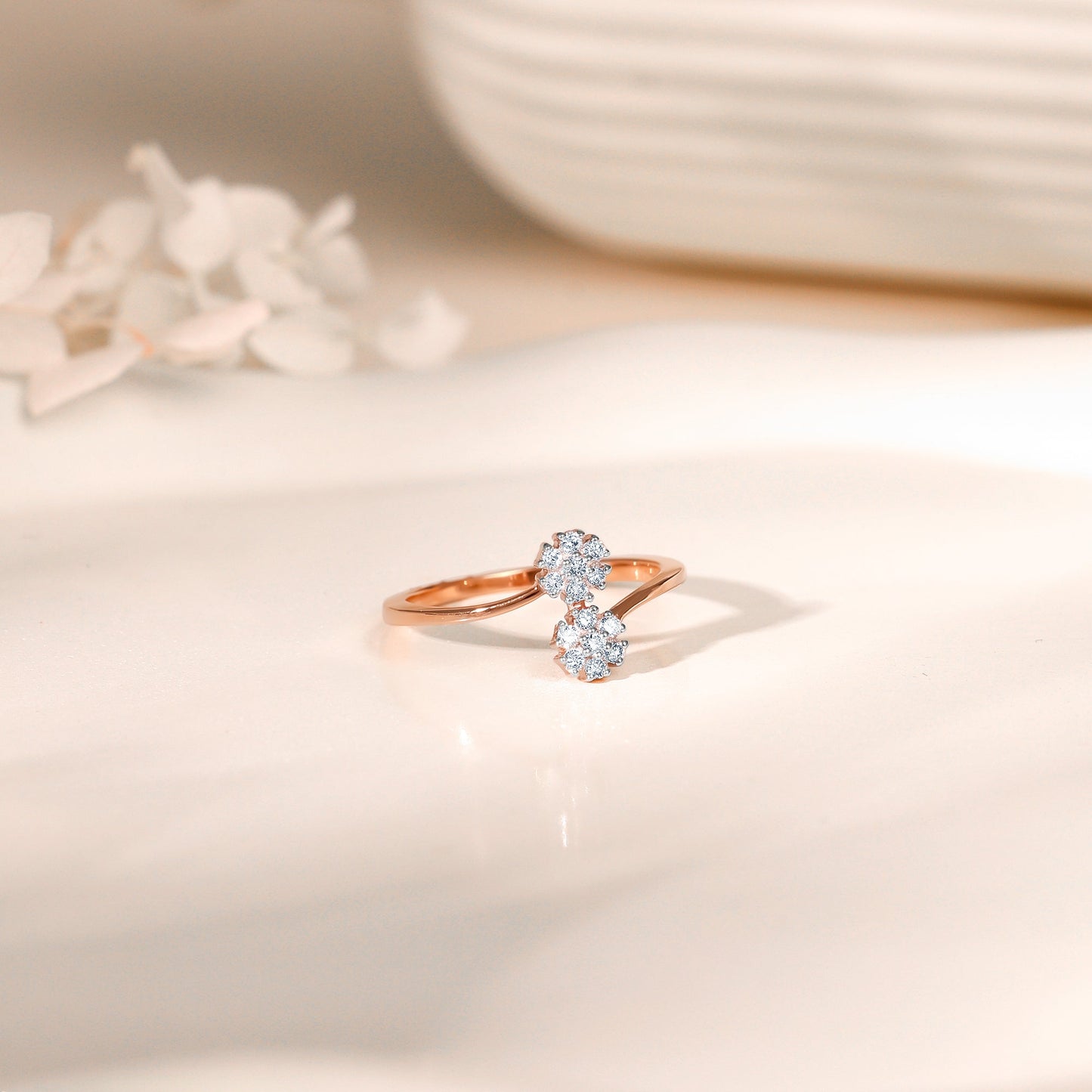 Rose Gold Twain Bouquet Diamond Ring