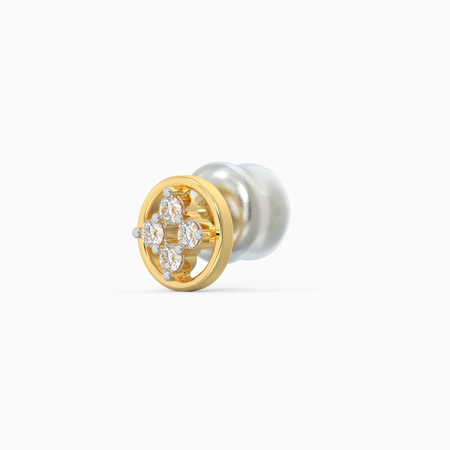 Gold Circular Quartet Diamond Stud Earrings