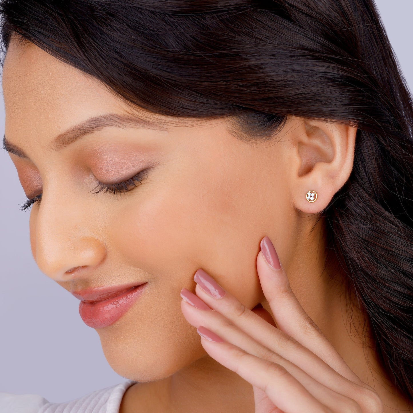 Gold Circular Quartet Diamond Stud Earrings