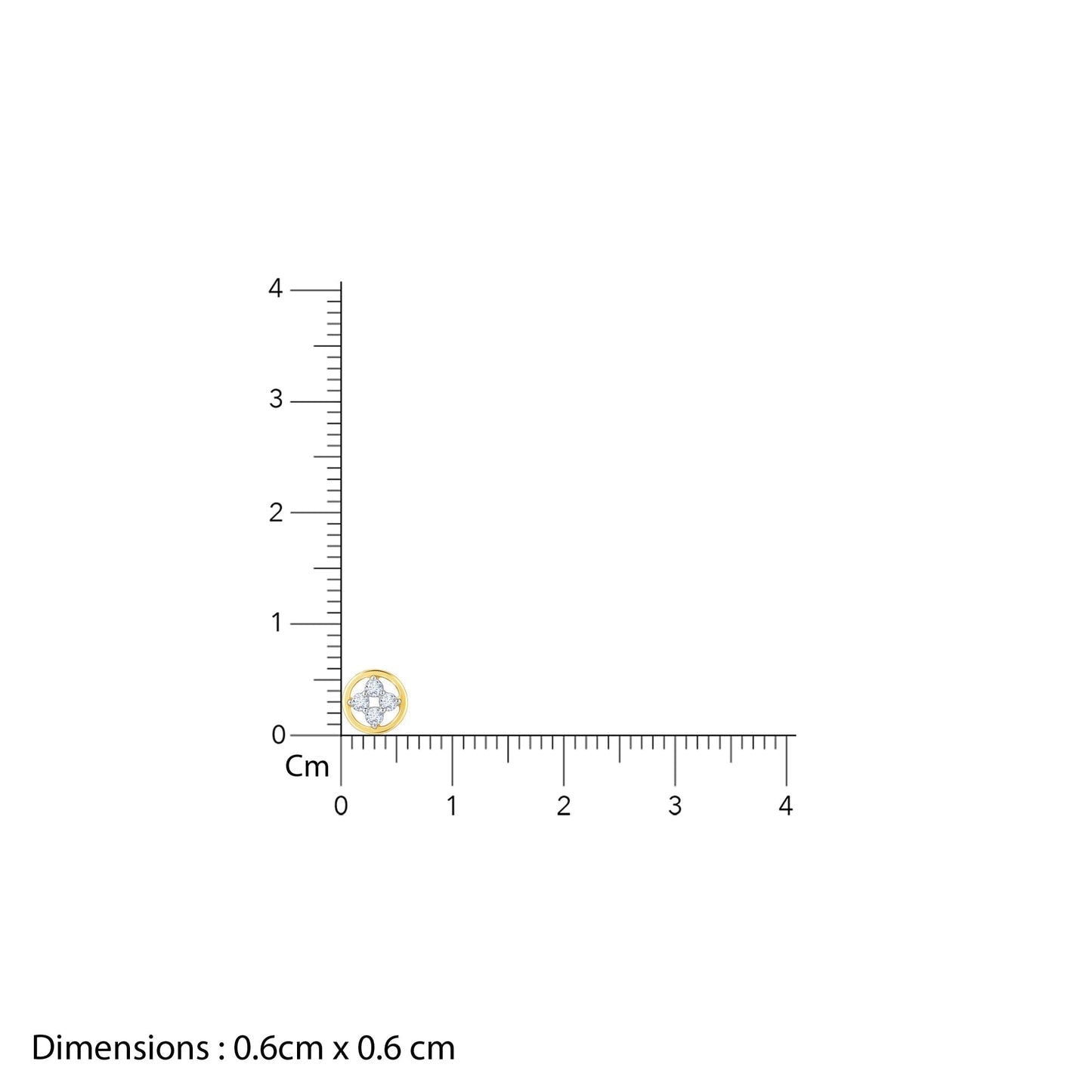 Gold Circular Quartet Diamond Stud Earrings