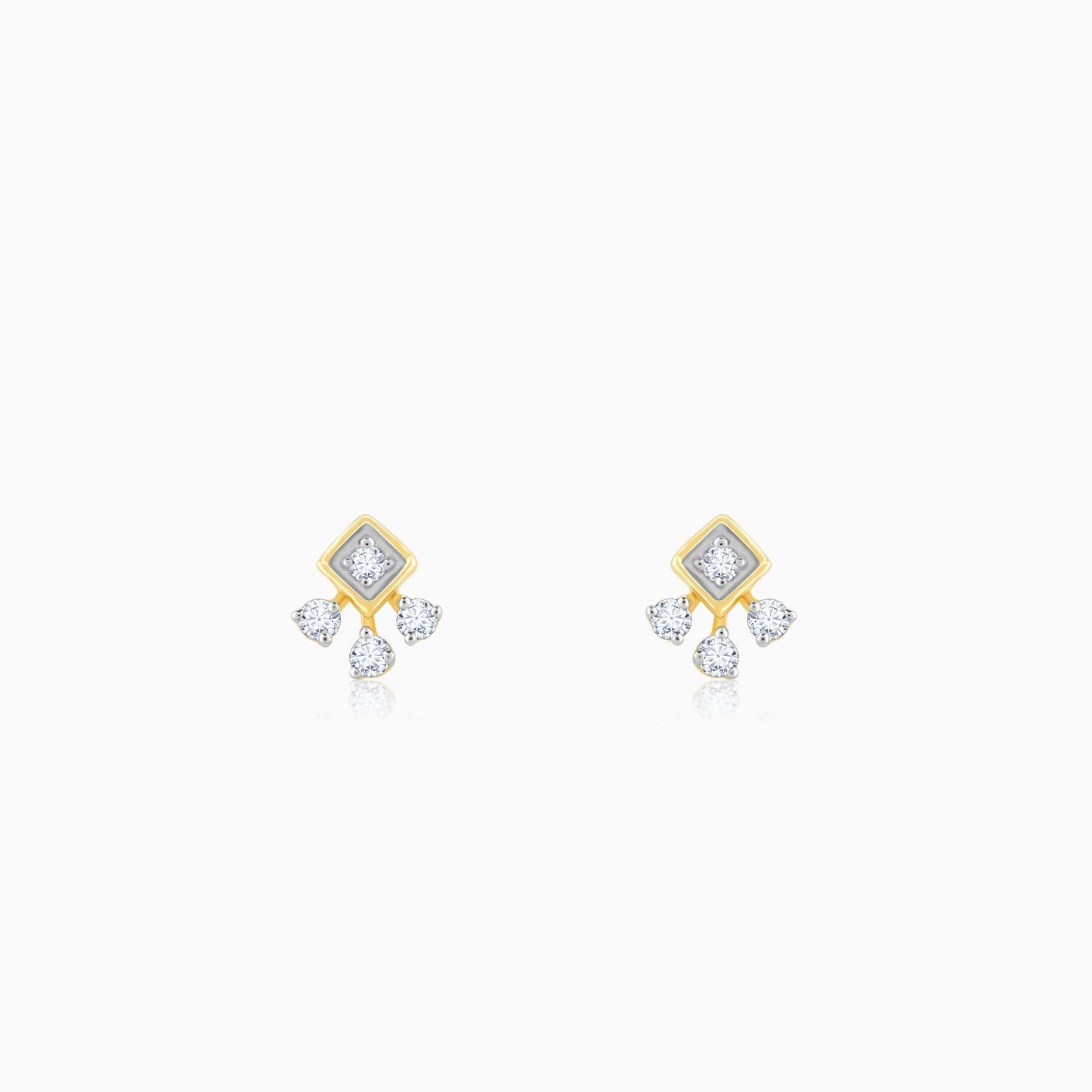 Gold Exquisite Trio Diamond Stud Earrings