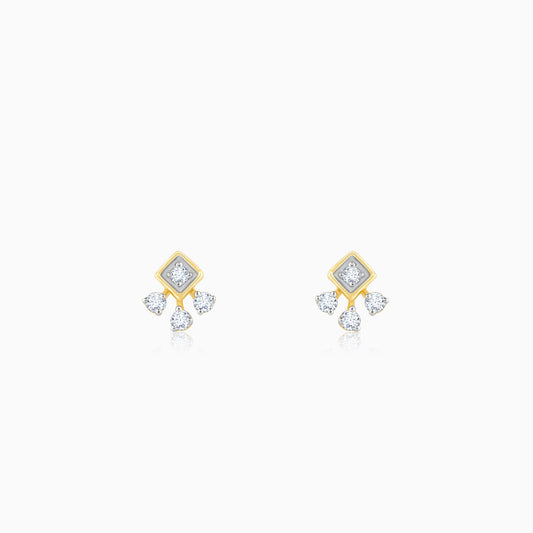 Gold Exquisite Trio Diamond Stud Earrings