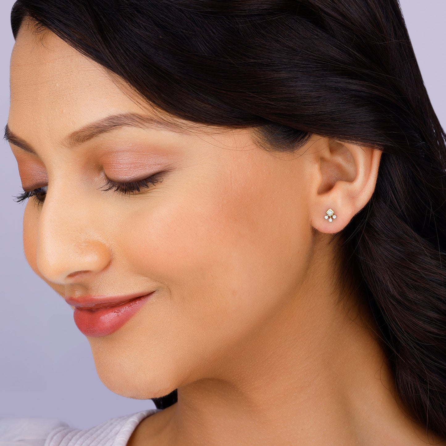 Gold Exquisite Trio Diamond Stud Earrings