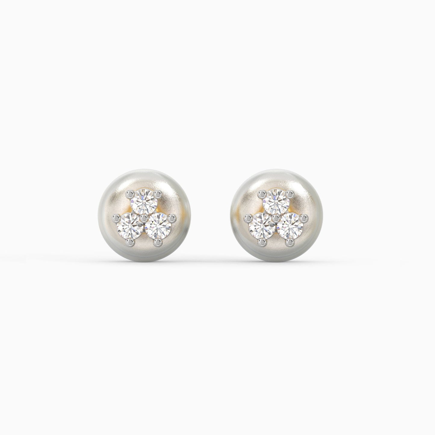 Gold Clover Leaf Diamond Stud Earrings