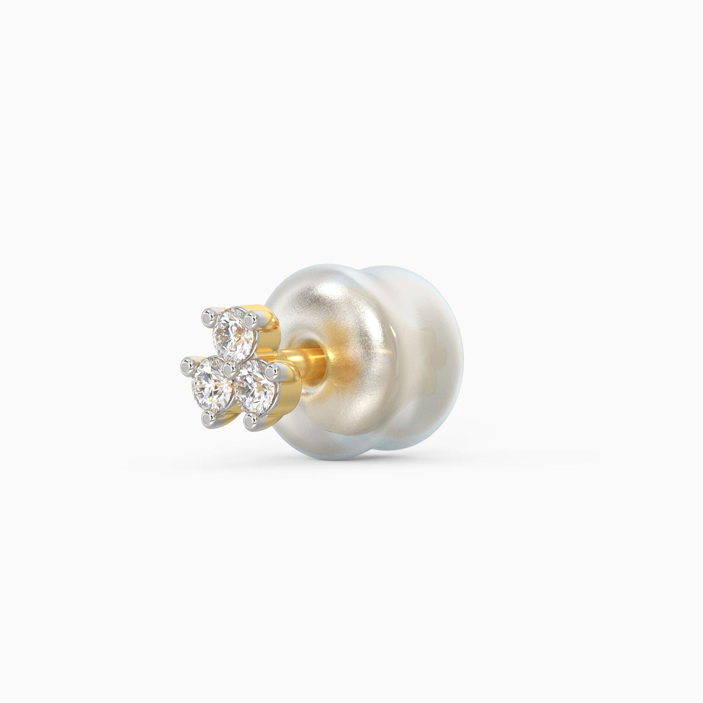 Gold Clover Leaf Diamond Stud Earrings