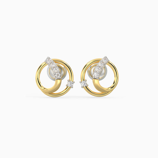 Gold Orb Diamond Earrings