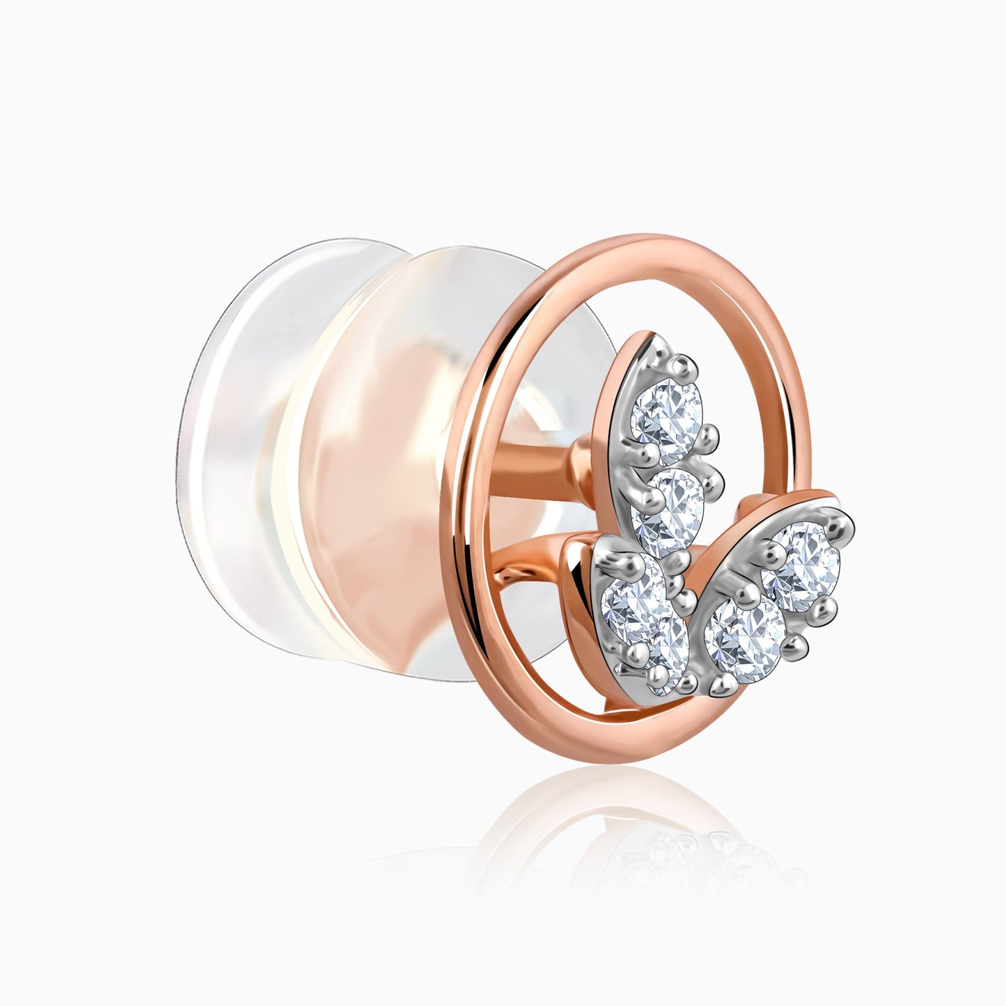 Rose Gold Floral Circle Diamond Earrings