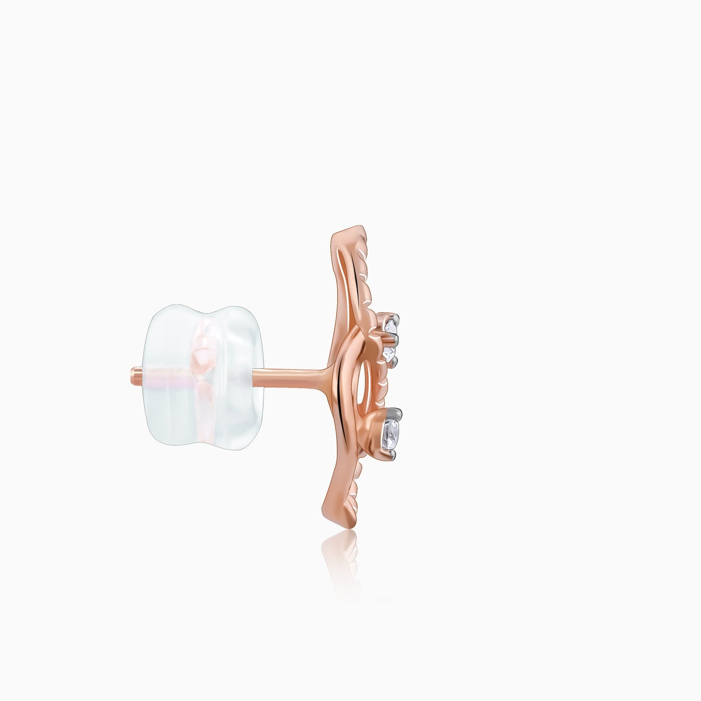 Rose Gold Dual Leaf Diamond Earrings